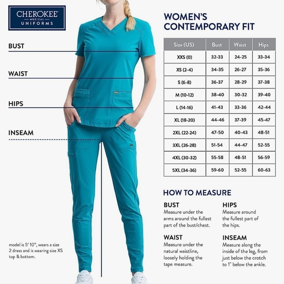 Cherokee Women's Junior Fit Mock Wrap Scrub - Picture 3 of 4